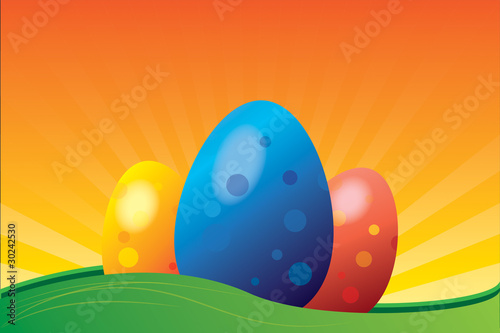 Ostereier drei wiese orange