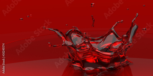 3D rendered red transparent slpash photo