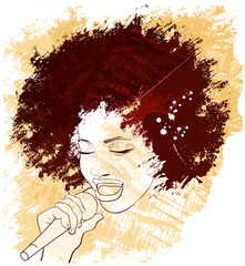 Handdoek met foto Muziekband jazz singer  © Isaxar