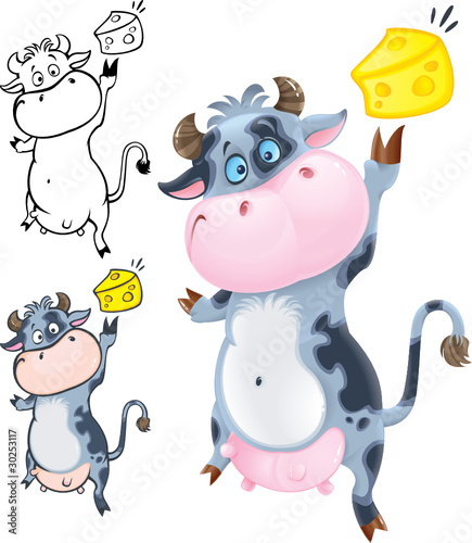Happy cow with cheese