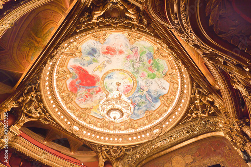 the interior of grand Opera in Paris