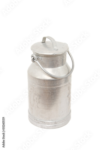 a vintage milk can isolated on white