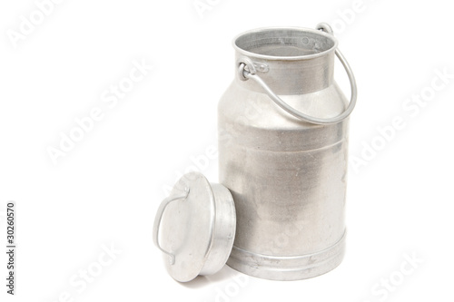 a vintage milk can isolated on white