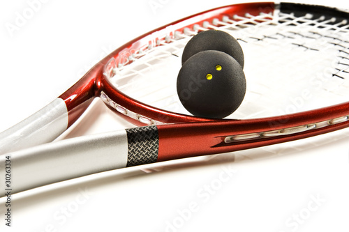 Squash racket and balls