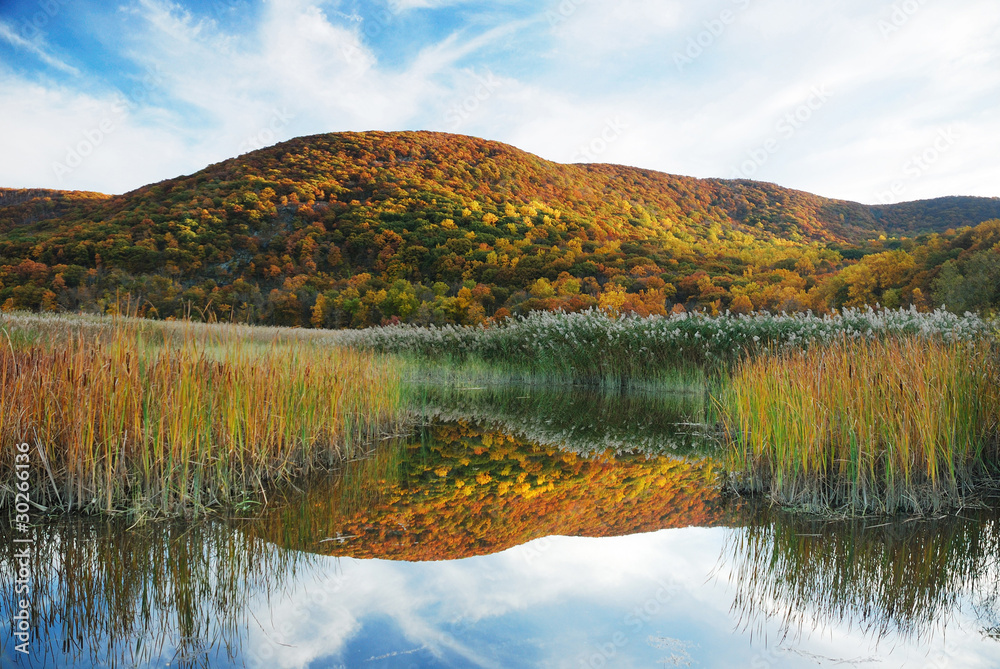 Autumn Mountain with lake