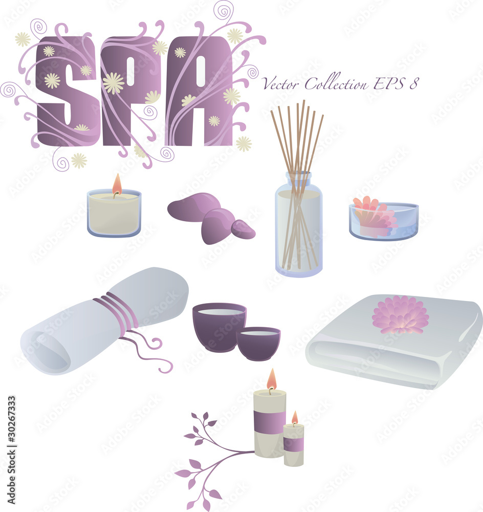 vector collection of spa objects