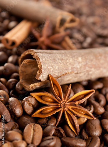 Anise, cinnamon and coffee beans
