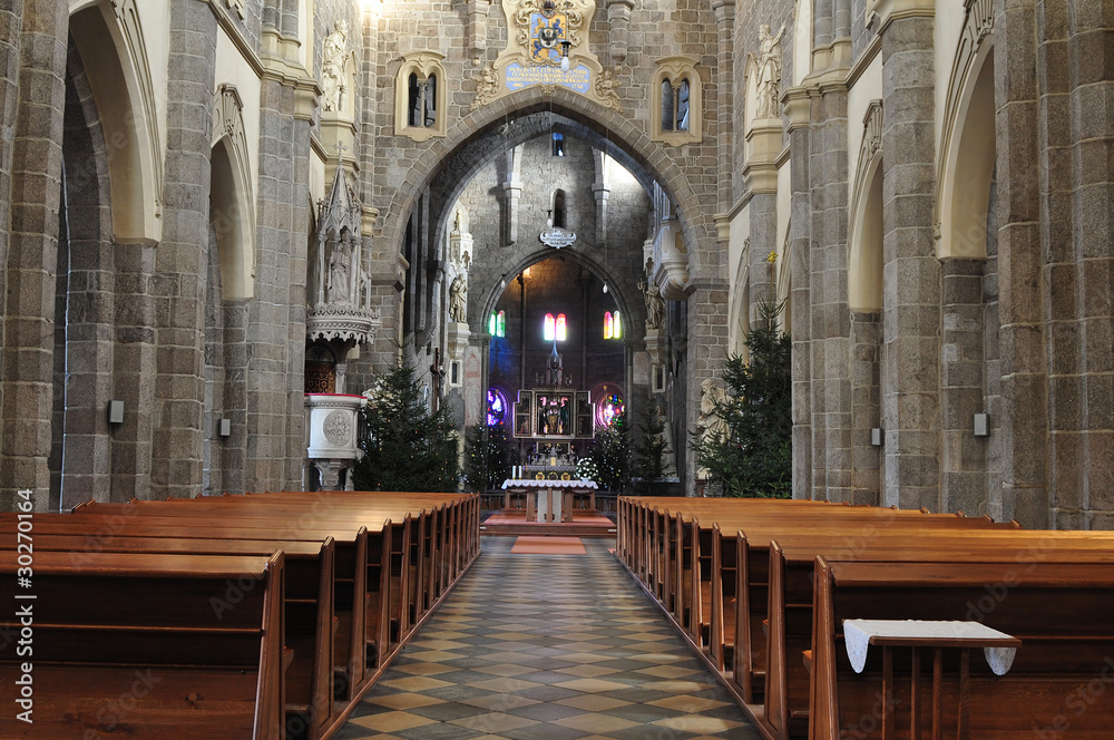 Fototapeta premium nave of gothic basilica Saint Procopius in Trebic,UNESCO site
