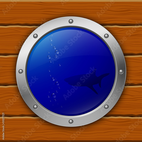 porthole. shark. vector illustration. eps10