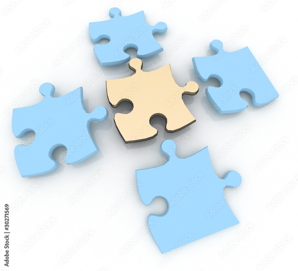 3d color puzzle. Conception of simple decision. 3d color puzzle. Conception of simple decision.