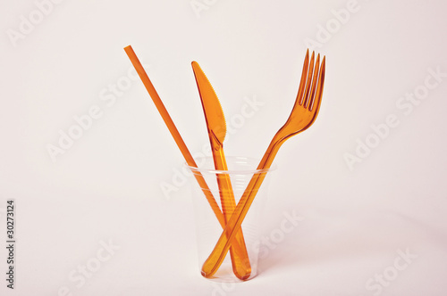 Plastic Orange Utensils