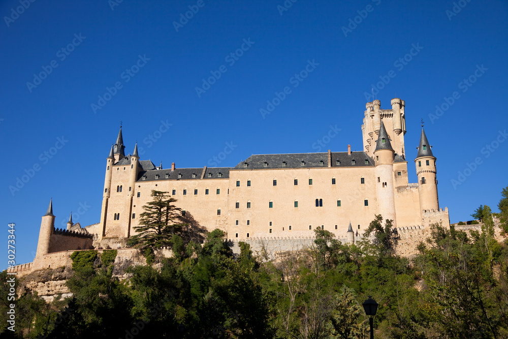 Alcazar de Segovia against blue sky, Spain