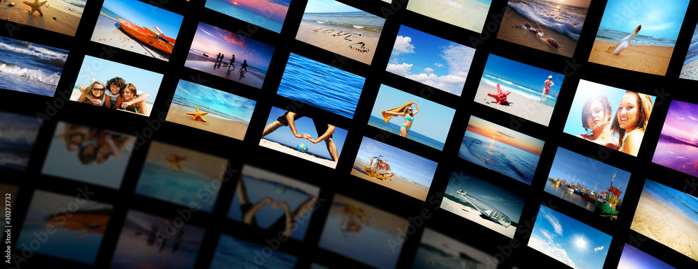 Modern TV screens video panel with summer themes Modern TV screens video panel with summer themes