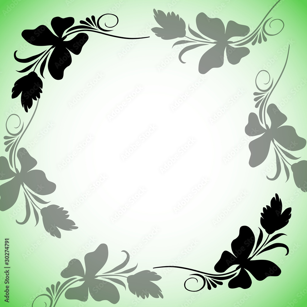 Vintage green frame with butterflies
