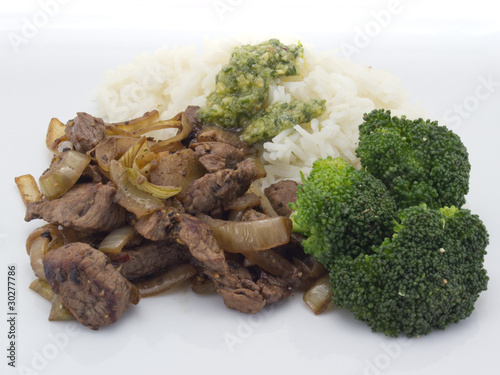 Quadro su tela Zwiebelfleisch mit Broccoli
