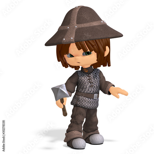 cute and funny cartoon guard. 3D rendering with clipping path photo