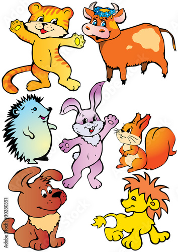 Happy animals. Vector art-illustration.