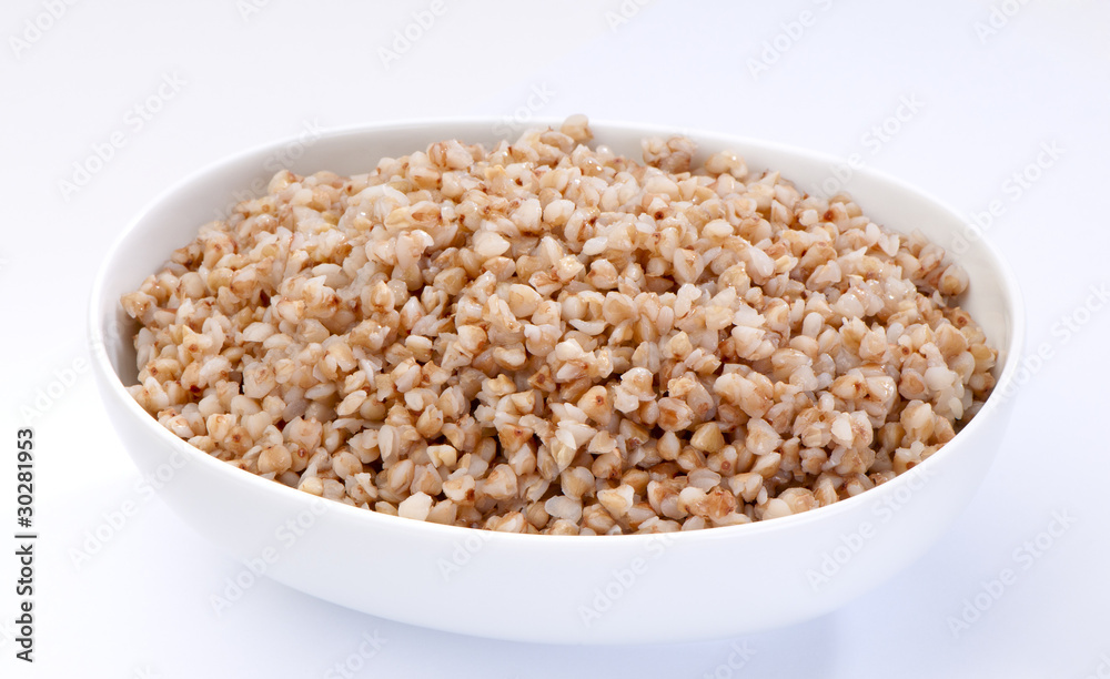 bowl of boiled buckwheat close-up bowl of boiled buckwheat close-up