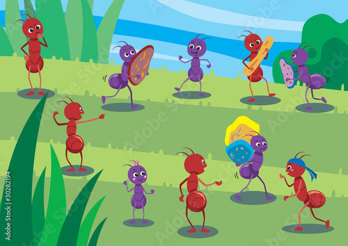 A group of working ants