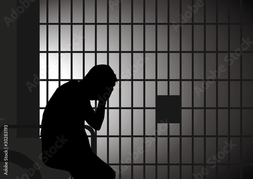 Photo Vector illustration of a man in jail