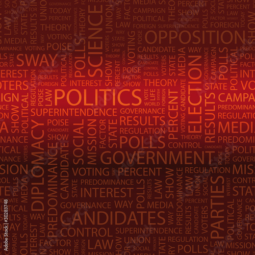 POLITICS. Word cloud concept illustration.
