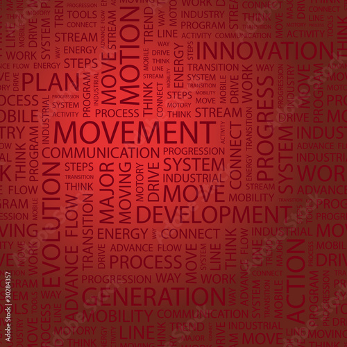 MOVEMENT. Vector word cloud illustration.