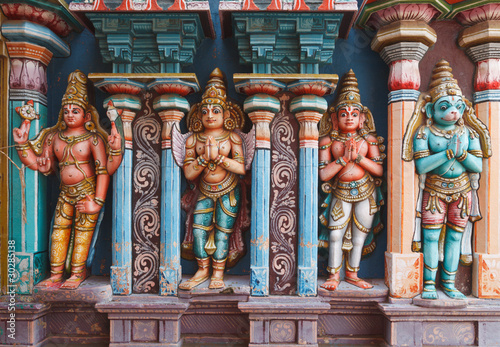 Hanuman statues in Hindu Temple. Sri Ranganathaswamy Temple