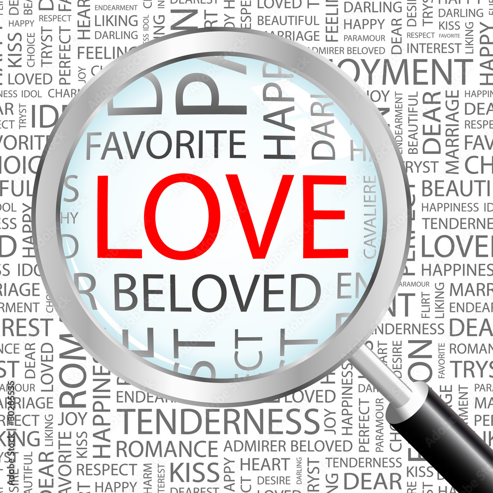LOVE. Wordcloud vector illustration. LOVE. Wordcloud vector illustration.