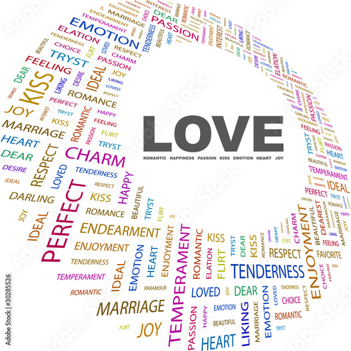 LOVE. Word collage on white background.
