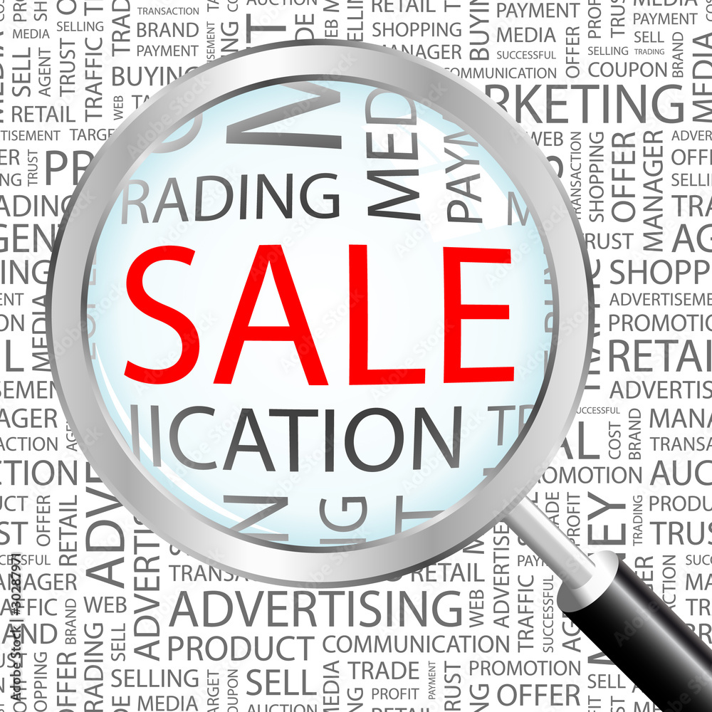 SALE. Illustration with different association terms. SALE. Illustration with different association terms.