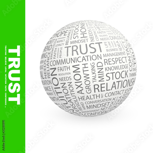 TRUST. Word cloud concept illustration.