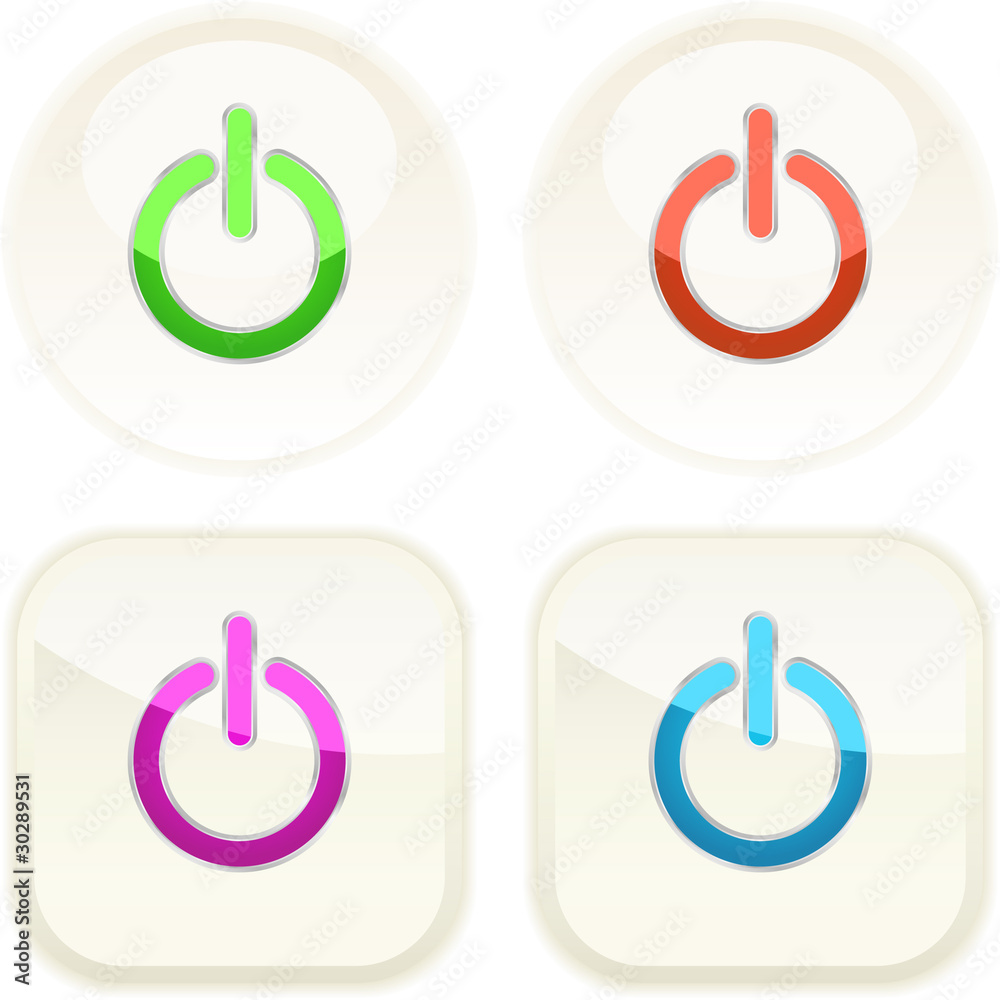 Power button set for web. Power button set for web.