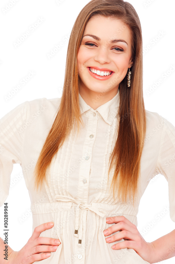 laughing young woman in white blouse laughing young woman in white blouse