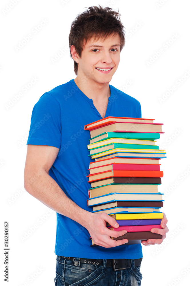 young happy student with books. young happy student with books.