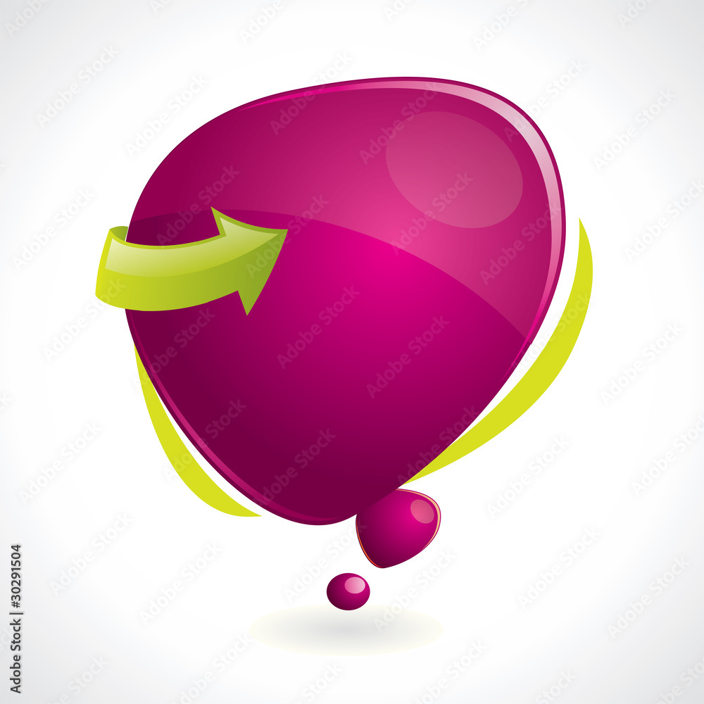 Purple vector speech bubble with reflection