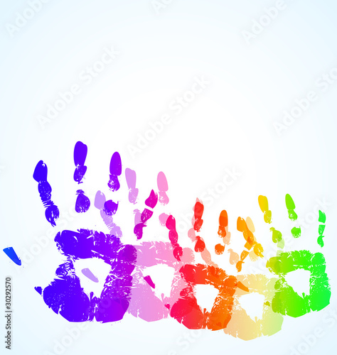 the vector hand print abstract color background