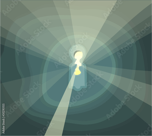 Picture of a keyhole and a rays of light