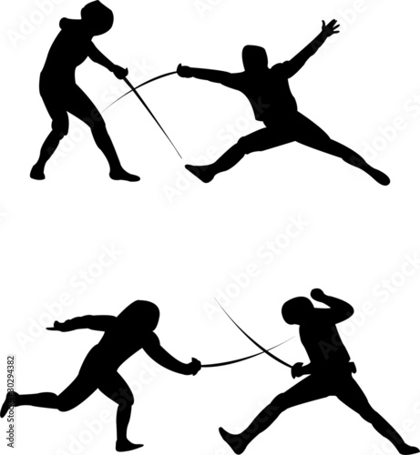 fencing silhouette - vector