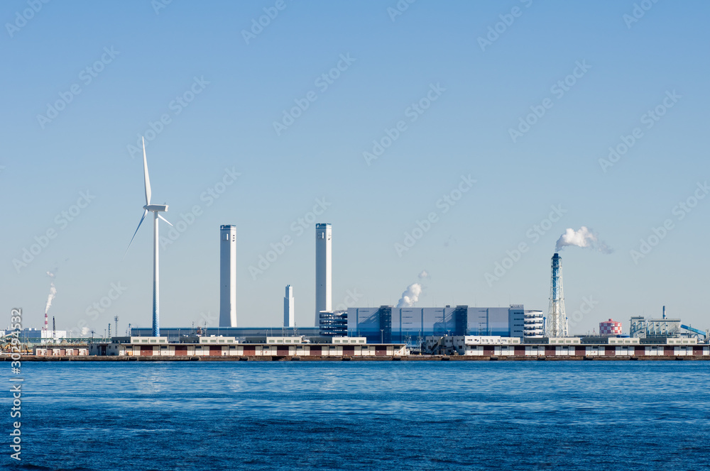 風力発電と火力発電所