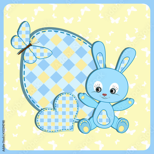 Baby arrival card. Rabbit.
