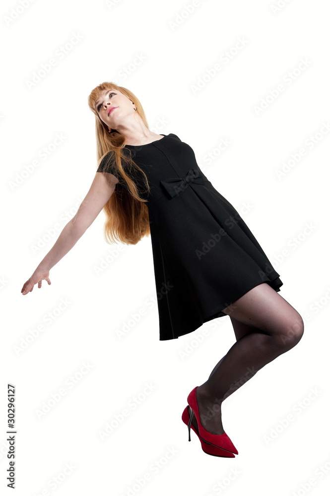 Naklejka premium Women in black dress
