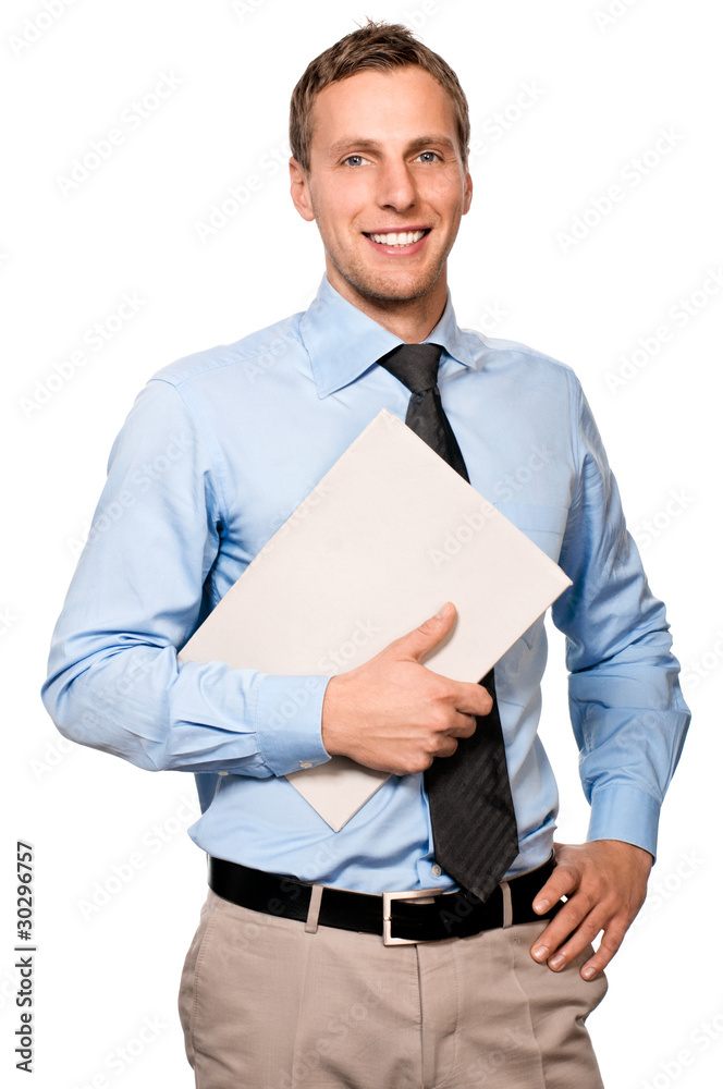 Junger Mann mit Bewerbungsmappe Junger Mann mit Bewerbungsmappe