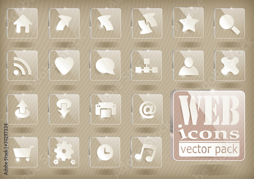 glossy transparent web icons