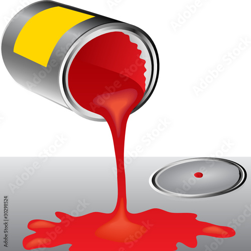 Cans of red paint