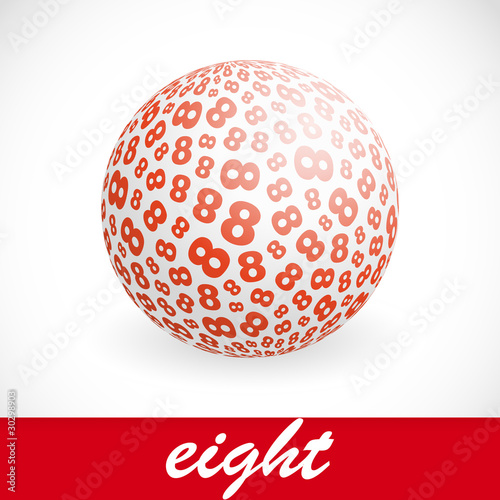 EIGHT. Globe with number mix. Vector illustration.