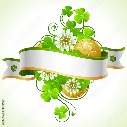 St. Patrick's Day frame with clover and golden coins 5