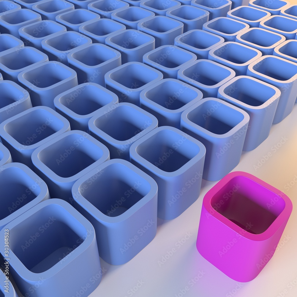 Fototapeta premium abstract blue blocks with a contrasting pink block