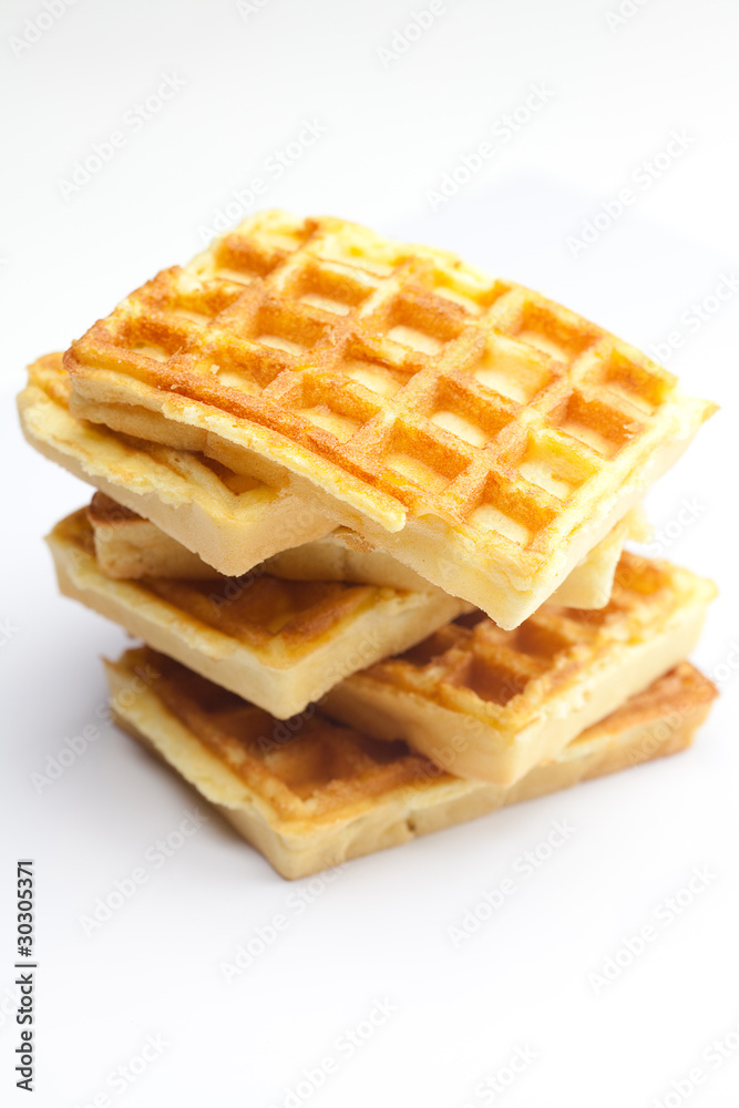 delicious Belgian waffles is isolated on white delicious Belgian waffles is isolated on white