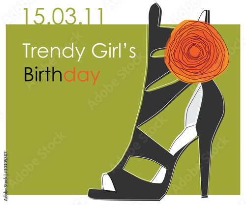 Card with shoe, birthday card with rose