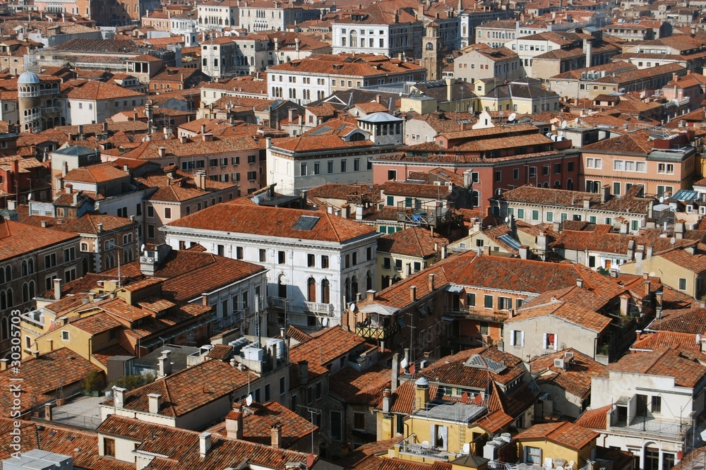 Aerial view of buildings in Venice